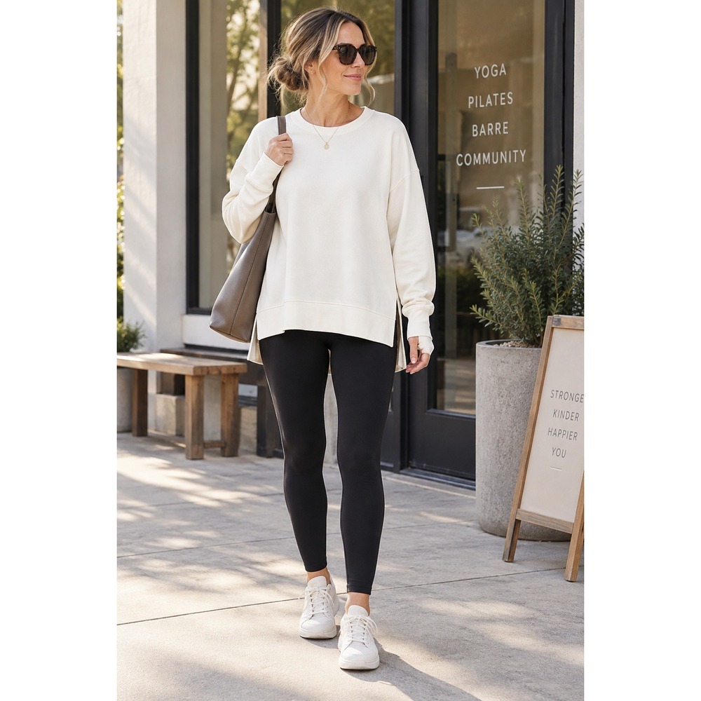NWT Sweaty Betty After Class Longline Sweatshirt Lily White XL Oversized